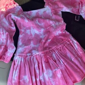 Pink Tie-Dye Off-Shoulder Dress